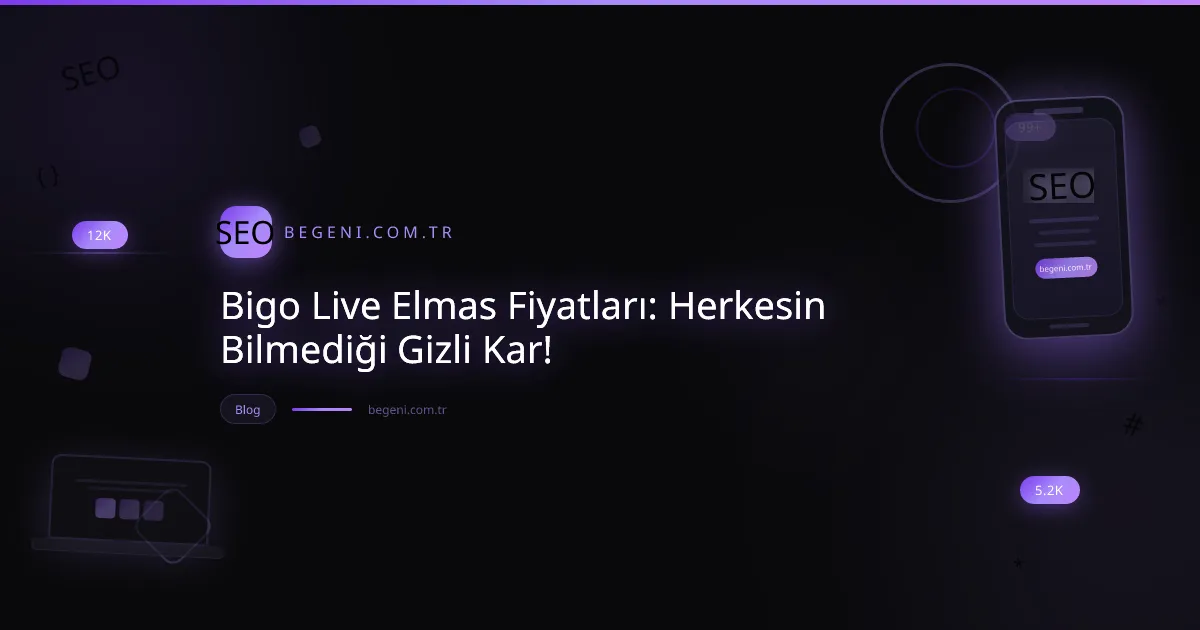 Bigo Live elmas fiyatları ve gizli kar marjlarını gösteren, dinamik, teknolojik bir görsel.