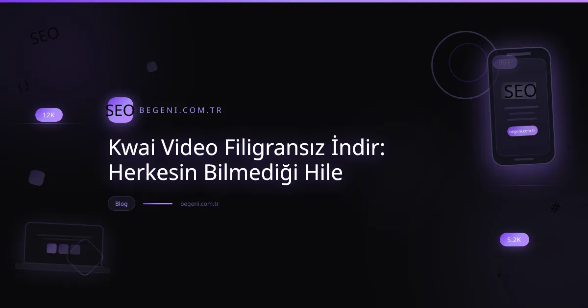 Kwai video filigransız indirme yöntemlerini gösteren, teknolojik ve dinamik bir görsel.