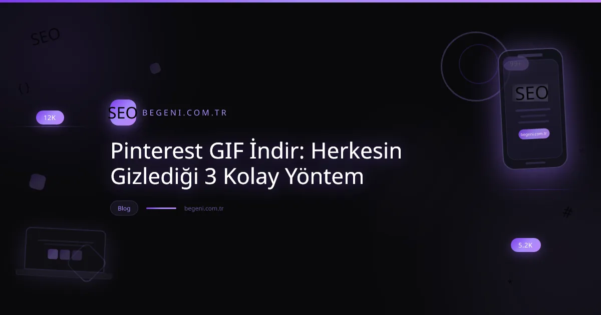 Pinterest GIF indirmenin kolay yollarını gösteren, hareketli görsellerle dolu dijital ekranlar
