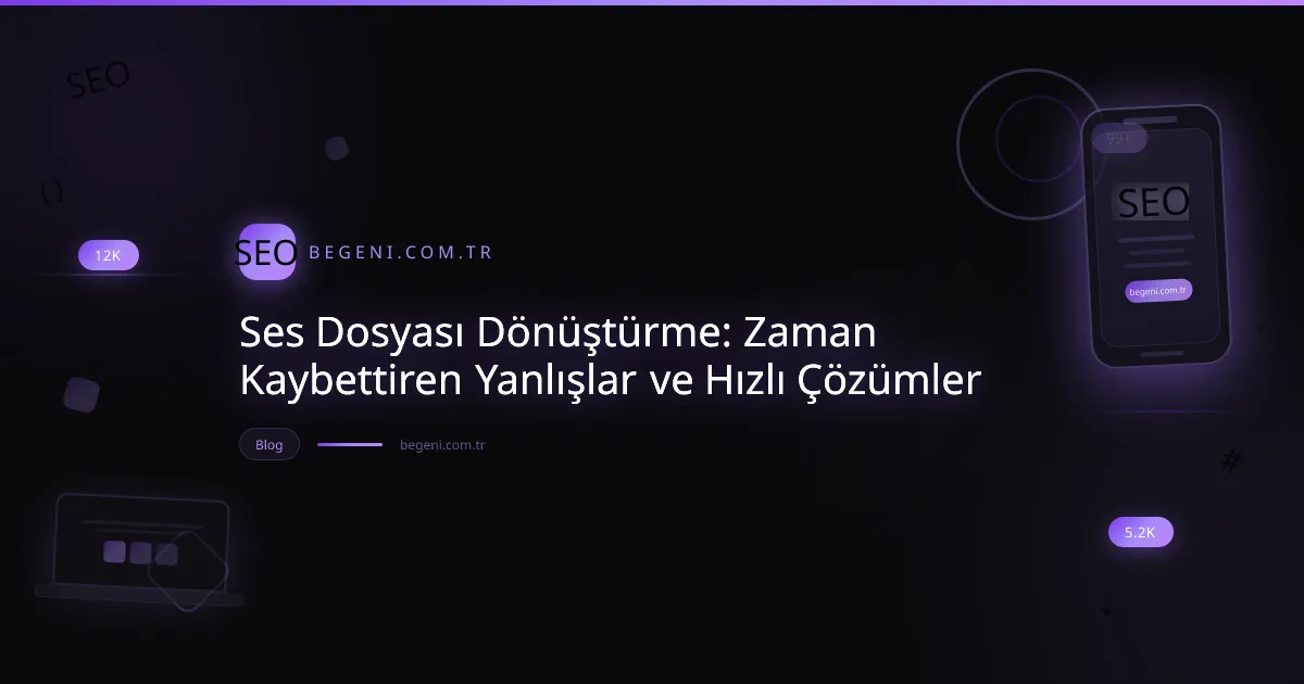 Ses dosyası dönüştürme sürecini temsil eden, farklı formatların hızla değiştiği dinamik bir görsel.