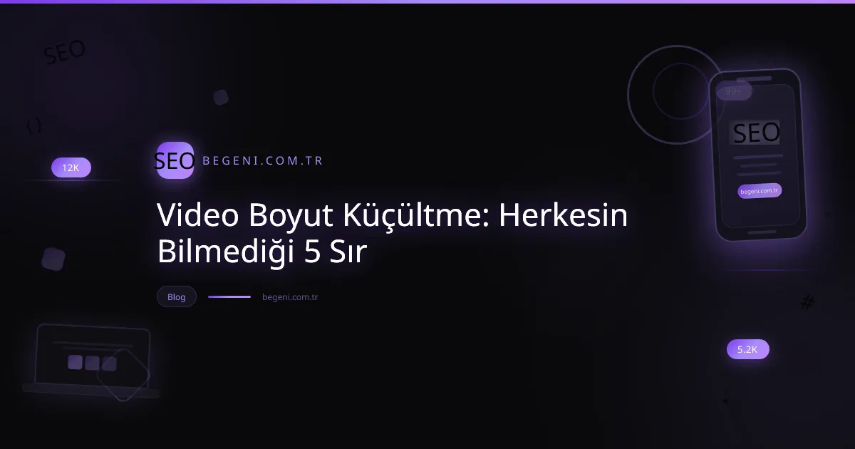 Video boyut küçültme işlemini gösteren, dinamik ve teknolojik bir illüstrasyon.