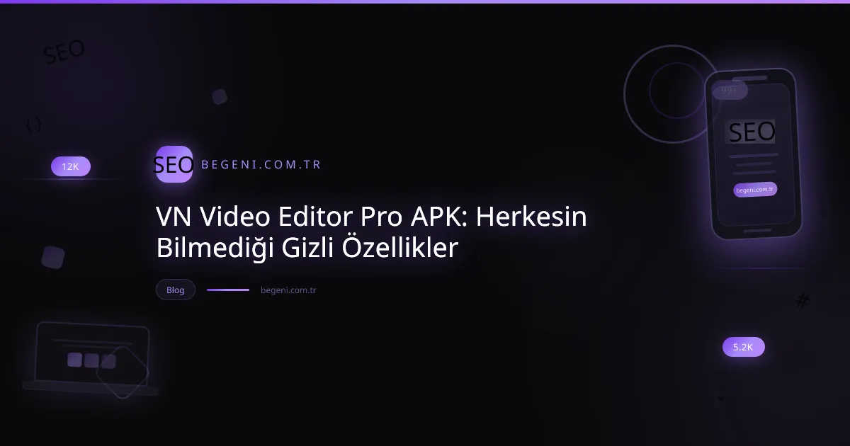 VN Video Editor Pro APK ile mobil video düzenleme özelliklerini gösteren dinamik ve teknolojik görsel.